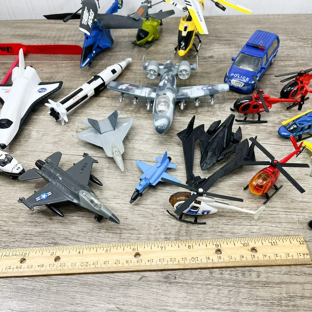 Toy Aircraft Lot Air Hogs NASA Space Shuttle USAF Jets Helicopters Police Van